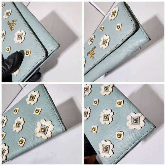 Authentic Prada Saffiano Fiori Wallet Blue - Picture 7 of 15
